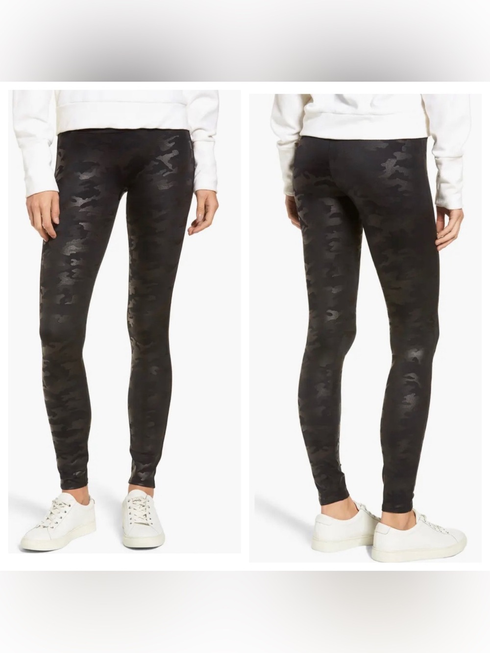 SPANX Faux Leather Camo Leggings